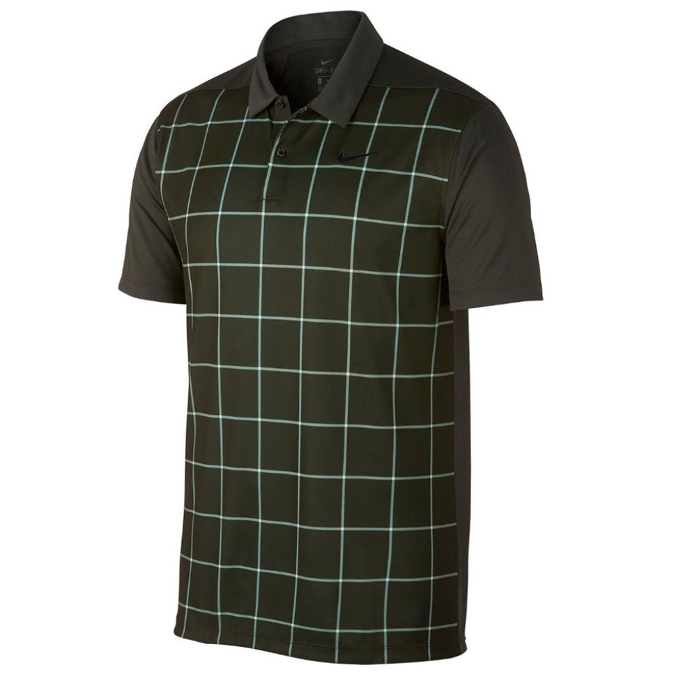 Nike Dri FIT Golf Polo Mens Medium Green Check Small or Medium AJ5485-355